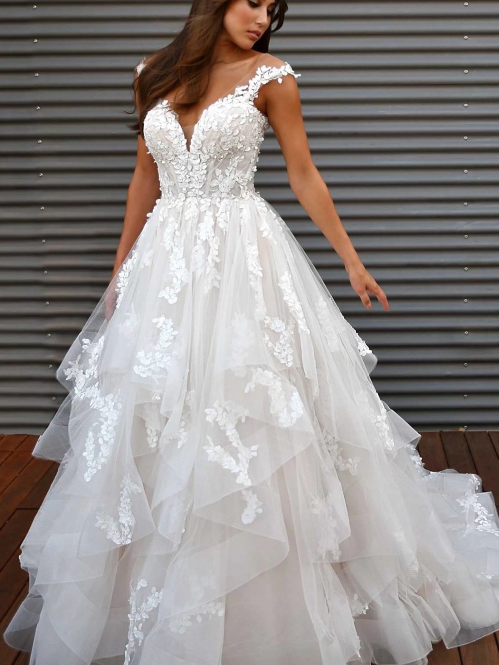 Martina Liana Floral Appliqué Ball Gown 1400
